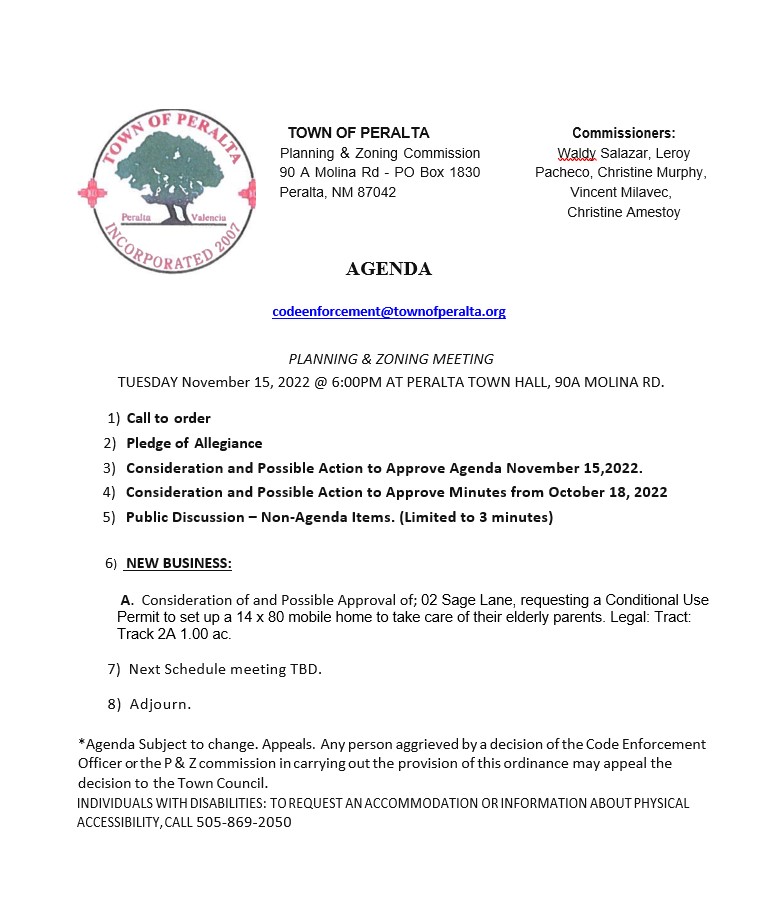 PZ agenda Nov